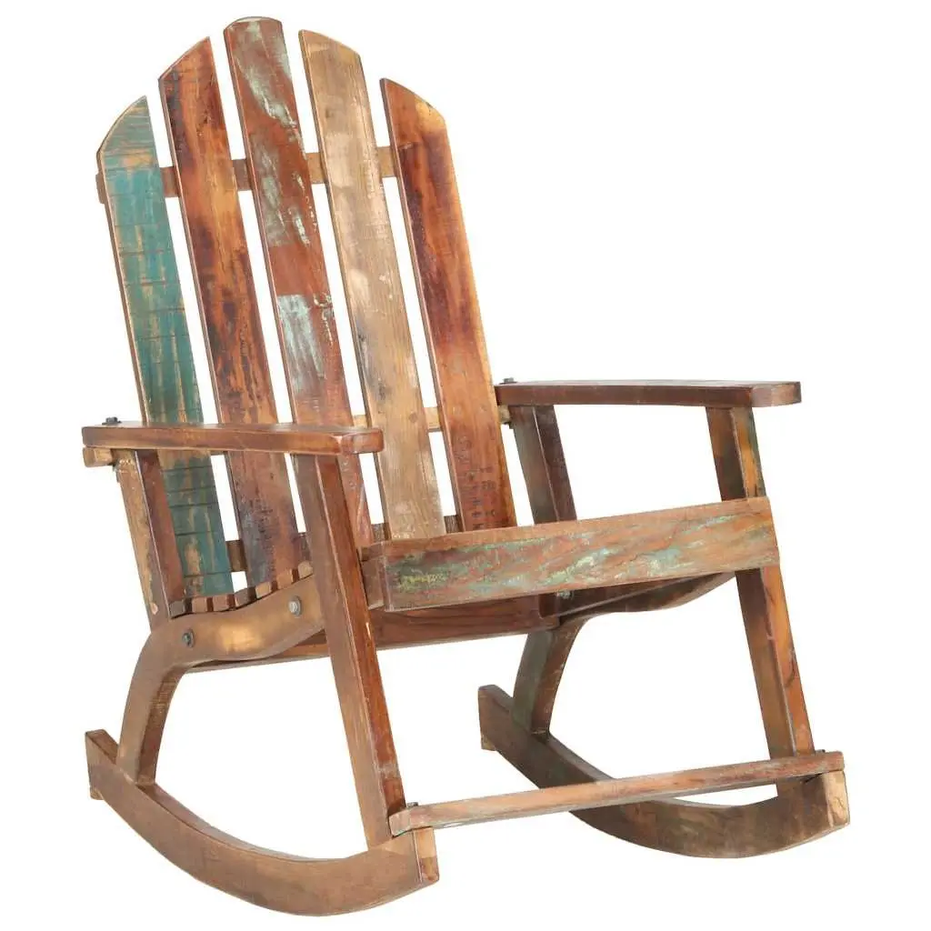 Reclaimed Wood Rocking Chair Vintage Inspired Outdoor Garden Relaxation Furniture