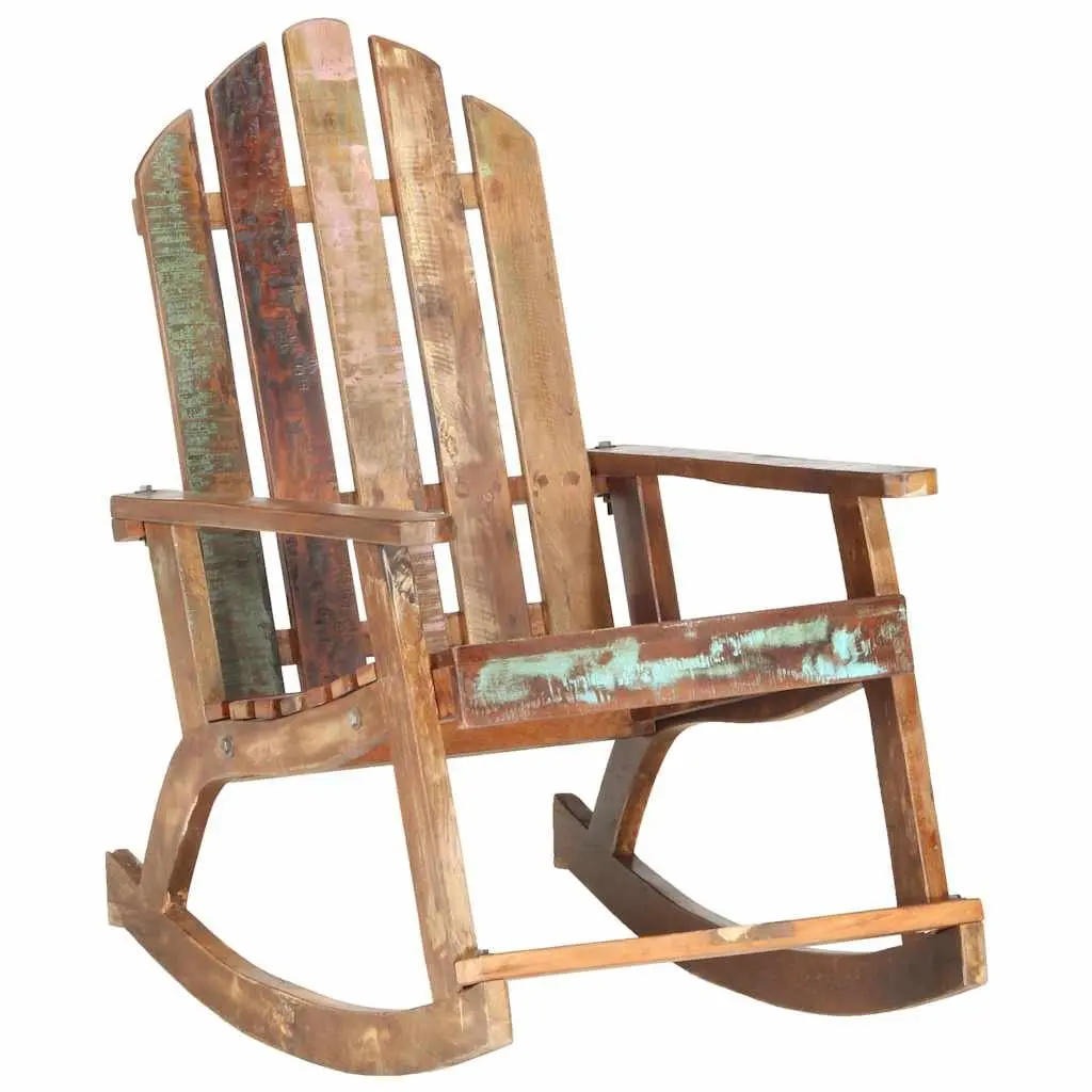Reclaimed Wood Rocking Chair Vintage Inspired Outdoor Garden Relaxation Furniture
