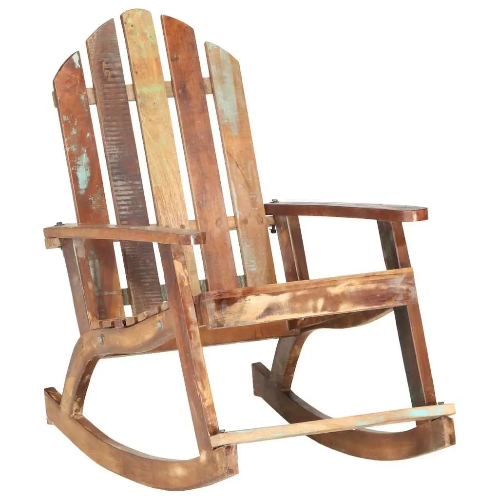 Reclaimed Wood Rocking Chair Vintage Inspired Outdoor Garden Relaxation Furniture