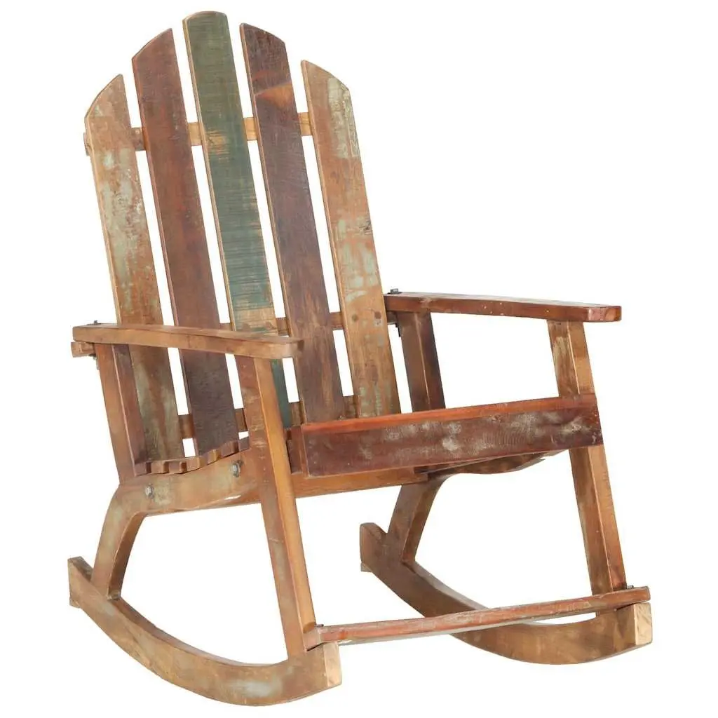 Reclaimed Wood Rocking Chair Vintage Inspired Outdoor Garden Relaxation Furniture