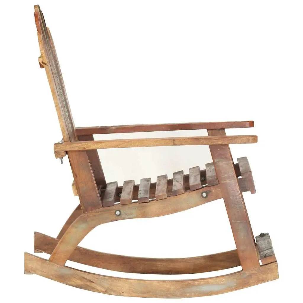 Reclaimed Wood Rocking Chair Vintage Inspired Outdoor Garden Relaxation Furniture
