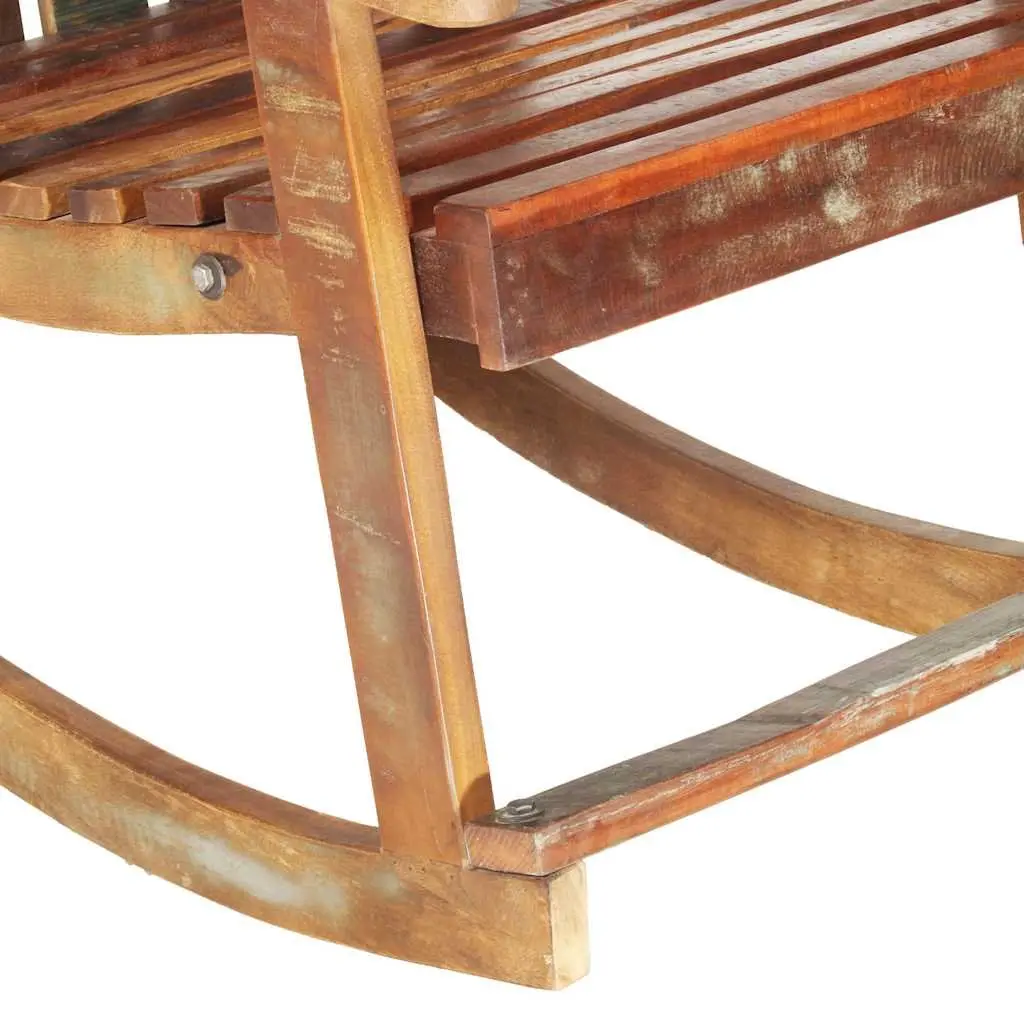 Reclaimed Wood Rocking Chair Vintage Inspired Outdoor Garden Relaxation Furniture