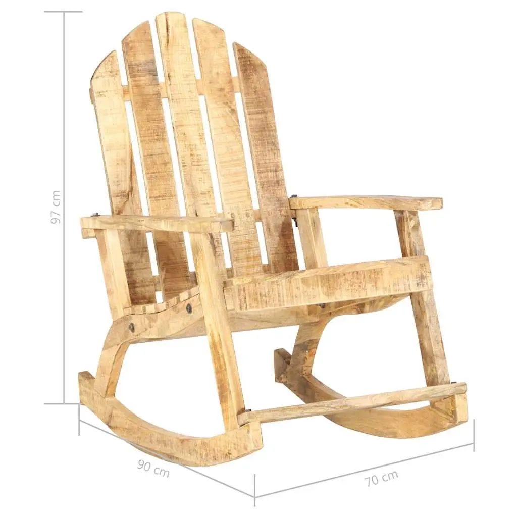Garden Rocking Chair Solid Mango Wood Outdoor Swing Seat Brown