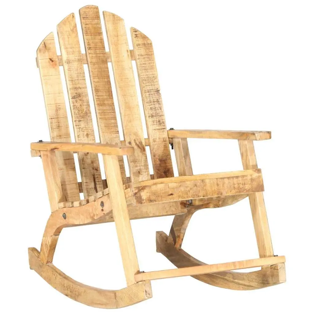 Garden Rocking Chair Solid Mango Wood Outdoor Swing Seat Brown