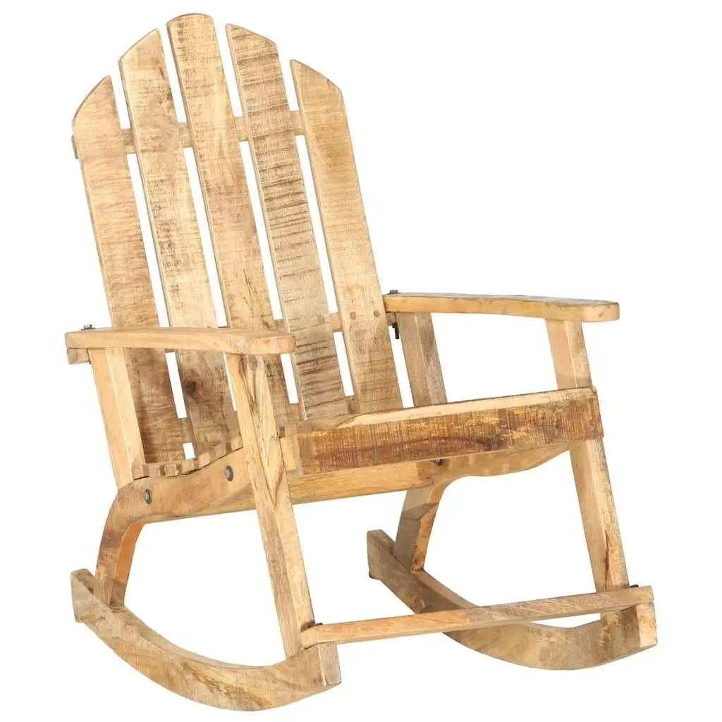 Garden Rocking Chair Solid Mango Wood Outdoor Swing Seat Brown