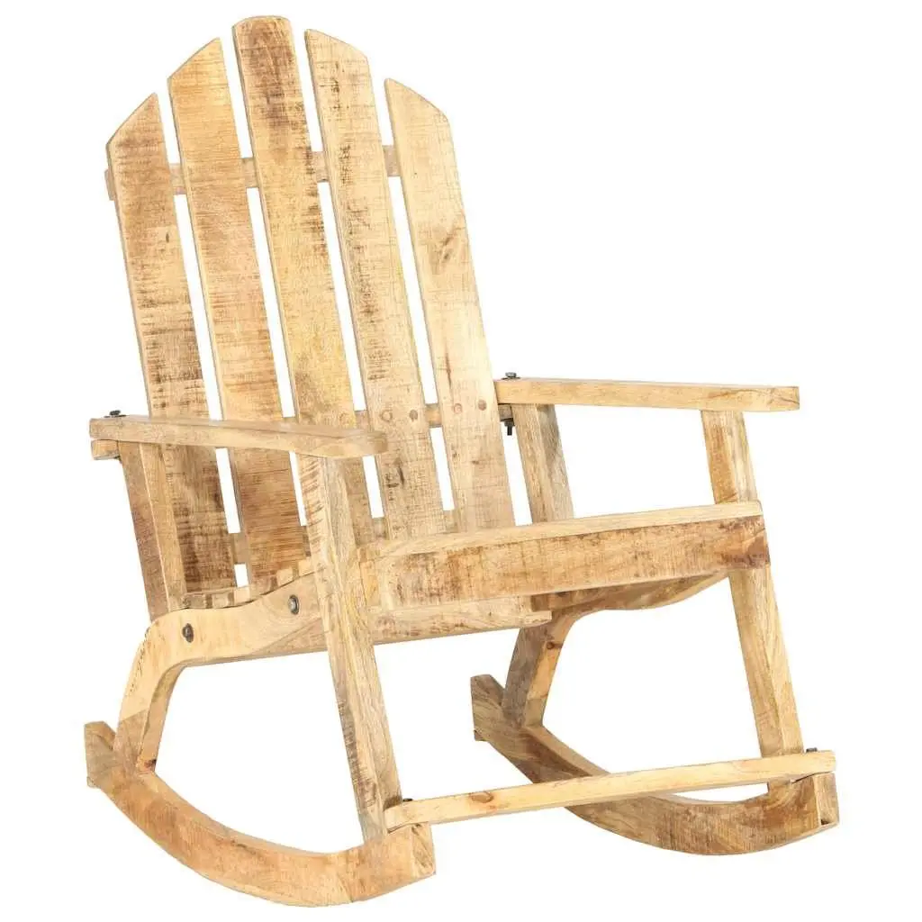 Garden Rocking Chair Solid Mango Wood Outdoor Swing Seat Brown