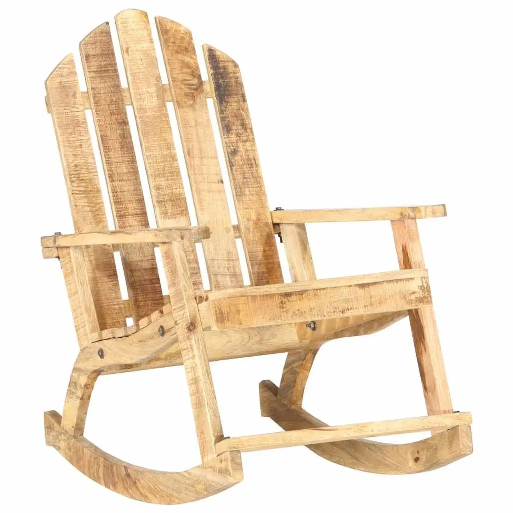 Garden Rocking Chair Solid Mango Wood Outdoor Swing Seat Brown