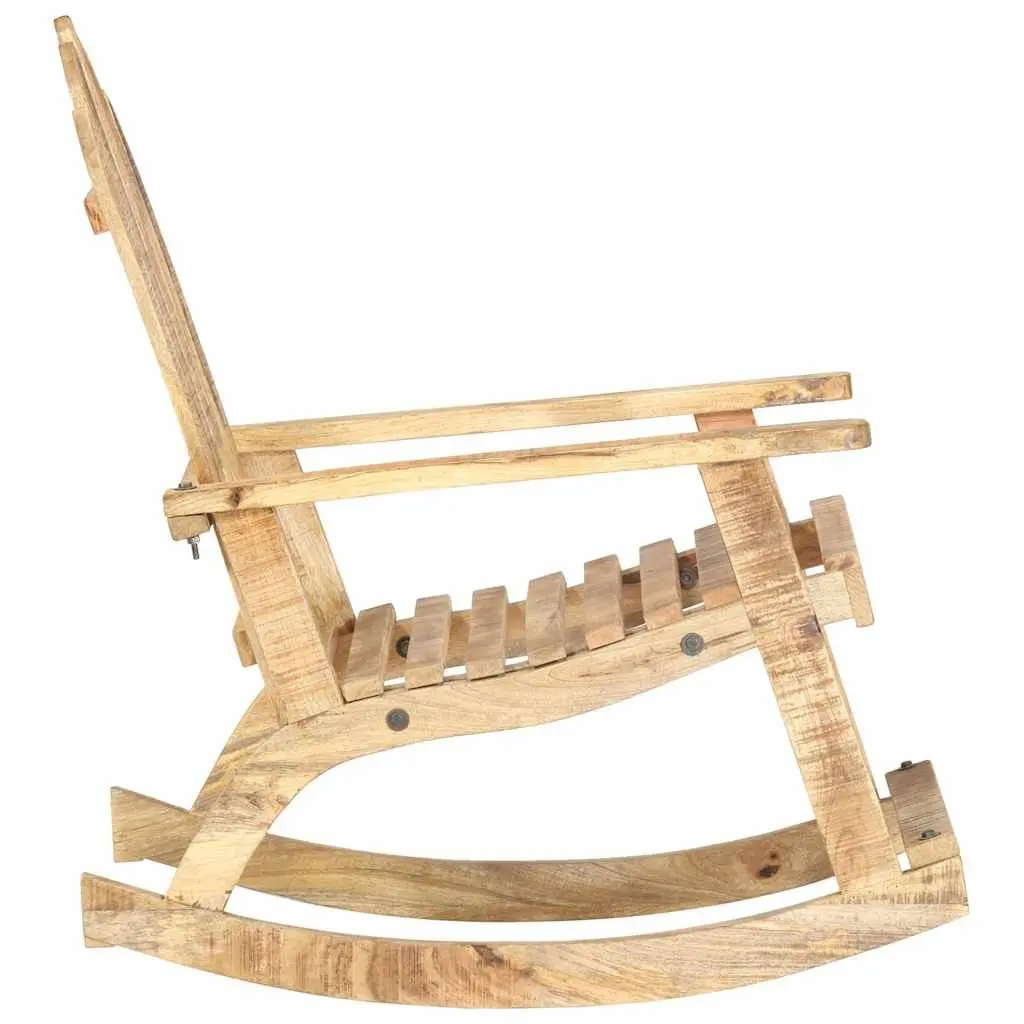 Garden Rocking Chair Solid Mango Wood Outdoor Swing Seat Brown