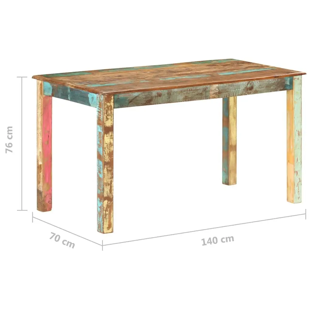 Dining Table Solid Reclaimed Wood Kitchen Room Furniture 140x70x76cm Antique