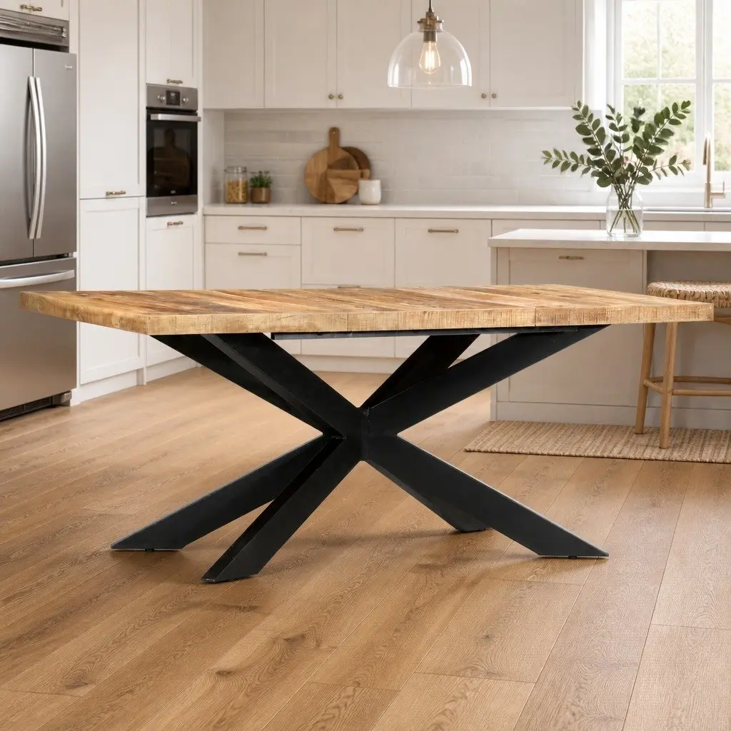 Dining Table Industrial Style Solid Rough Mango Wood 180x90x76cm
