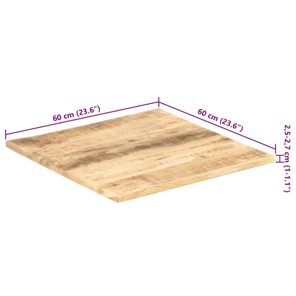 Solid Wood Table Top Rough Industrial 60x60cm Brown Mango