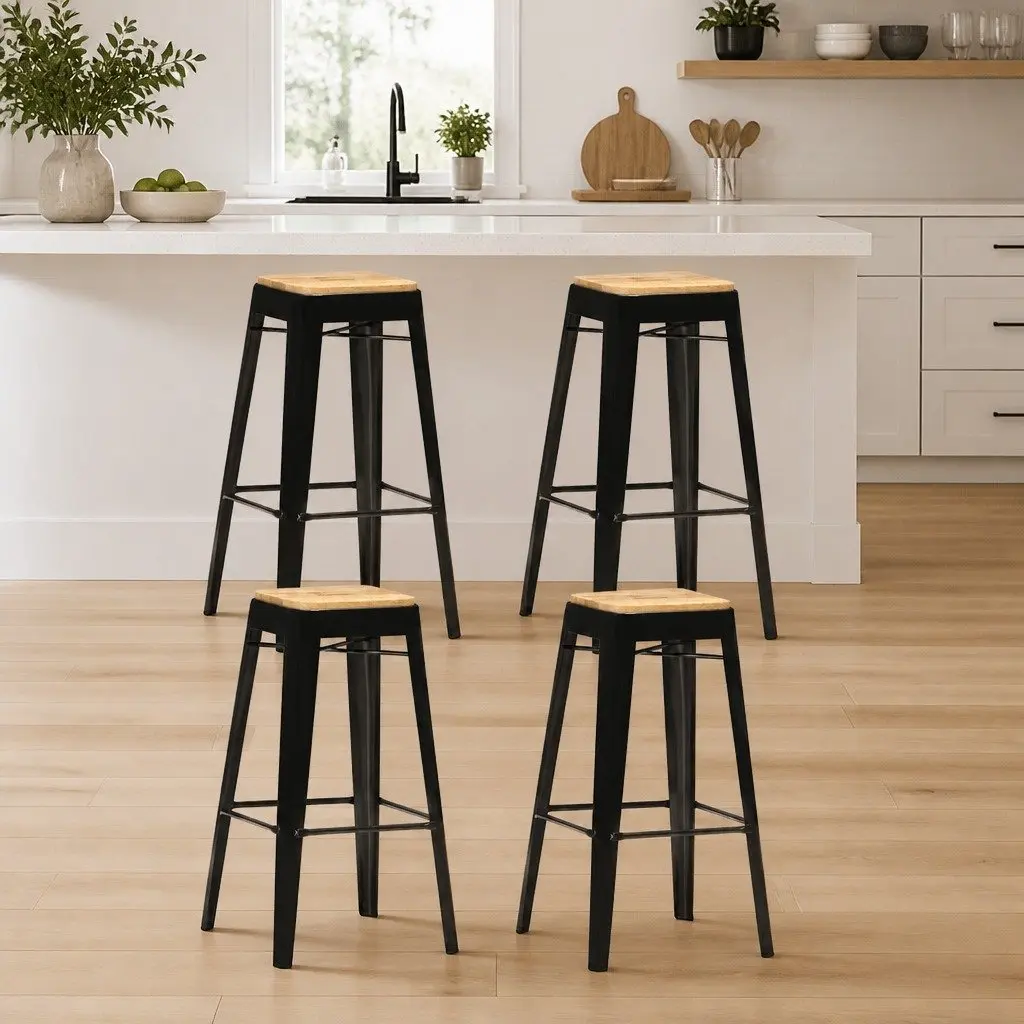 4-Piece Black Bar Stool Set