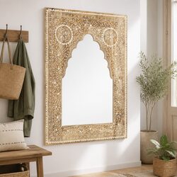 Hand Painted Wooden Mirror 40x55 cm Hallway Bathroom Decor Vintage Frame