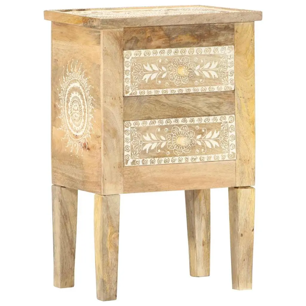 Bedside Cabinet Hand Painted Solid Mango Wood Vintage Style 40x30x60cm