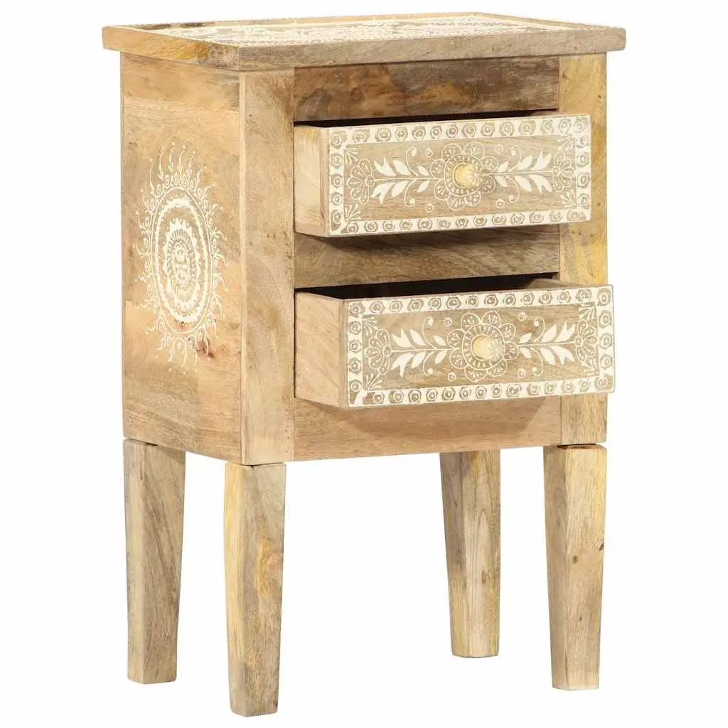 Bedside Cabinet Hand Painted Solid Mango Wood Vintage Style 40x30x60cm