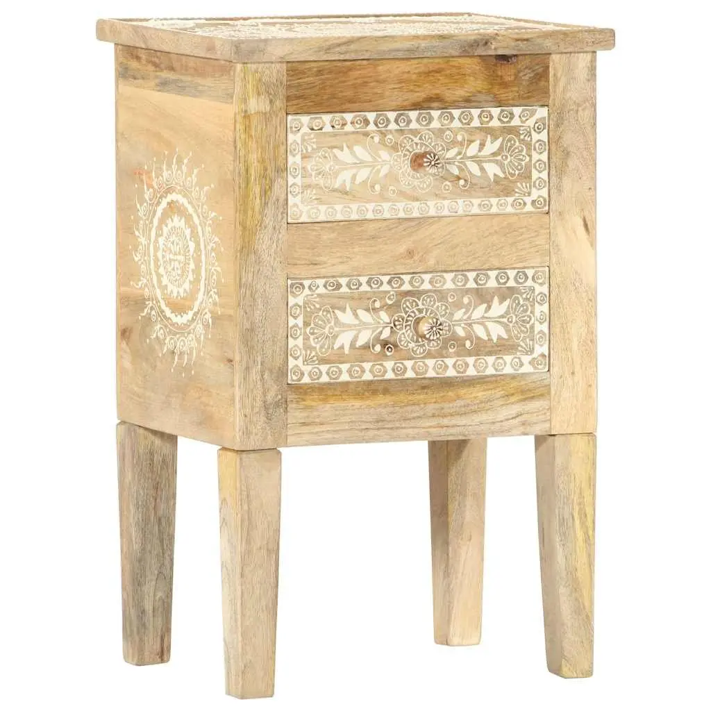 Bedside Cabinet Hand Painted Solid Mango Wood Vintage Style 40x30x60cm