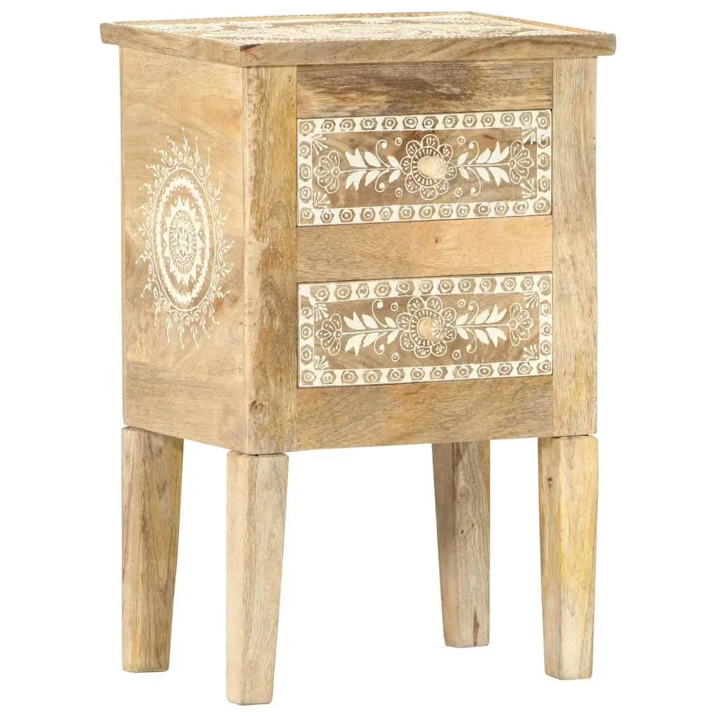 Bedside Cabinet Hand Painted Solid Mango Wood Vintage Style 40x30x60cm