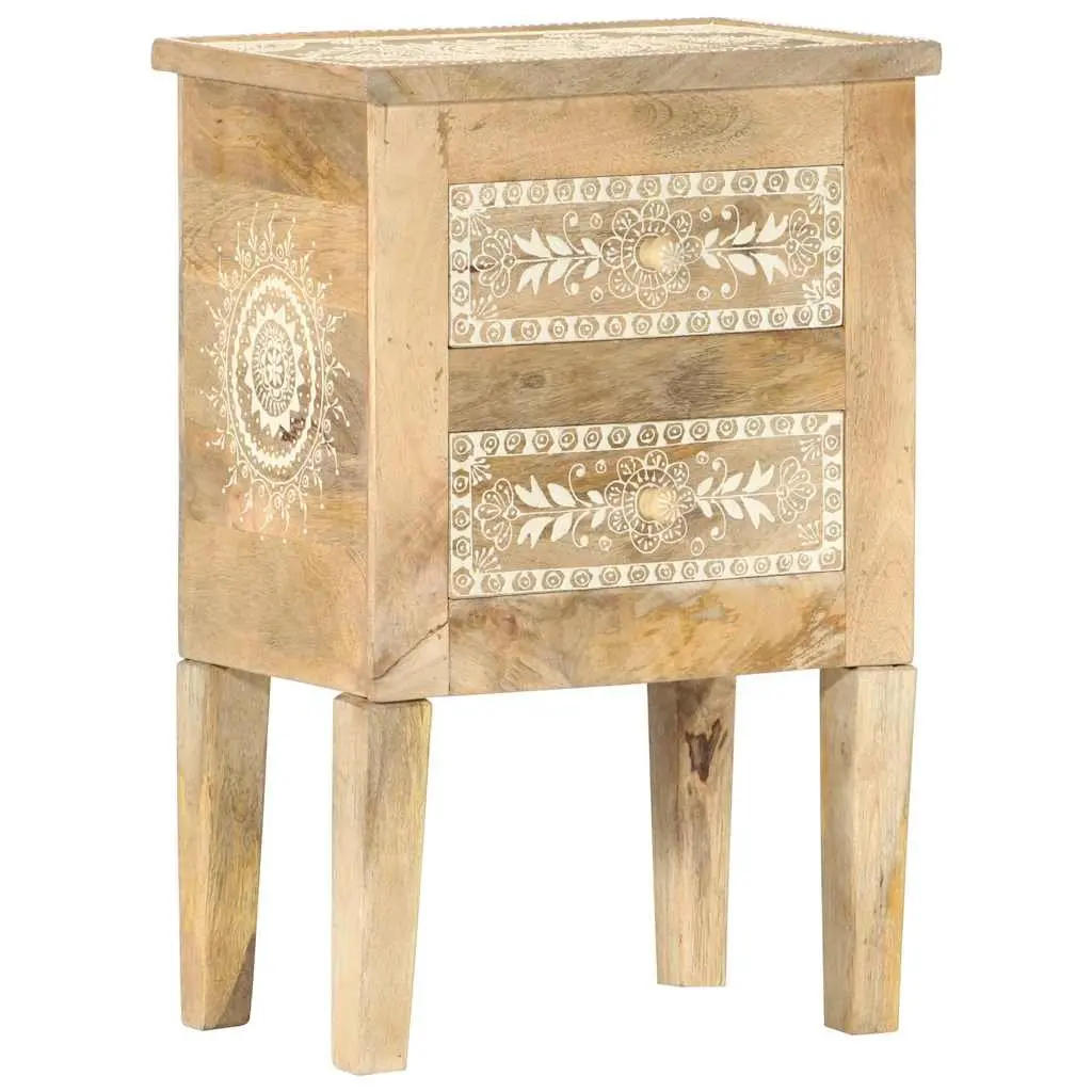 Bedside Cabinet Hand Painted Solid Mango Wood Vintage Style 40x30x60cm