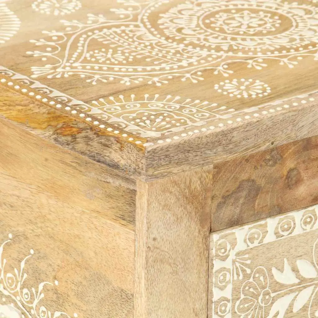 Bedside Cabinet Hand Painted Solid Mango Wood Vintage Style 40x30x60cm