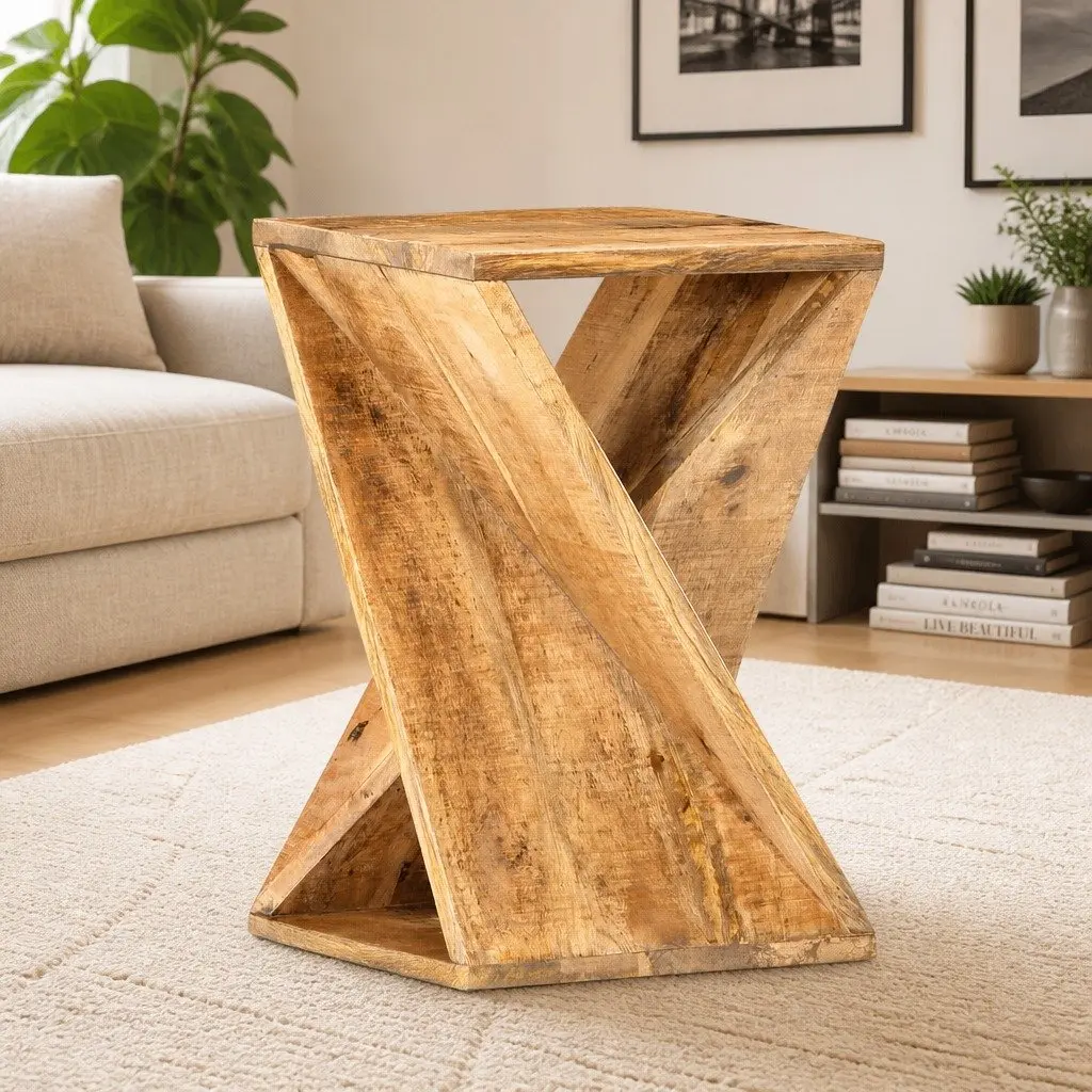 Solid Wood Mango Side Table Natural 35x35x55 cm