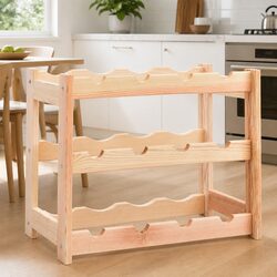 Wine Rack for 12 Bottles Solid Wood Pine Storage Display Shelf Holder Stand