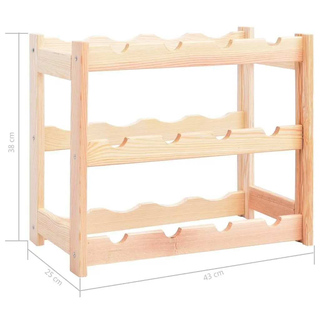 Wine Rack for 12 Bottles Solid Wood Pine Storage Display Shelf Holder Stand