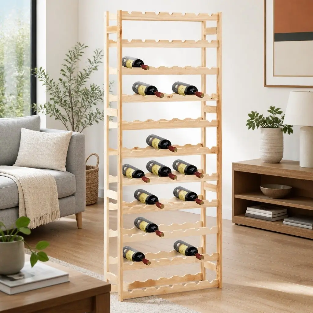 Wine Rack Solid Wood 77 Bottle Storage Display Cabinet