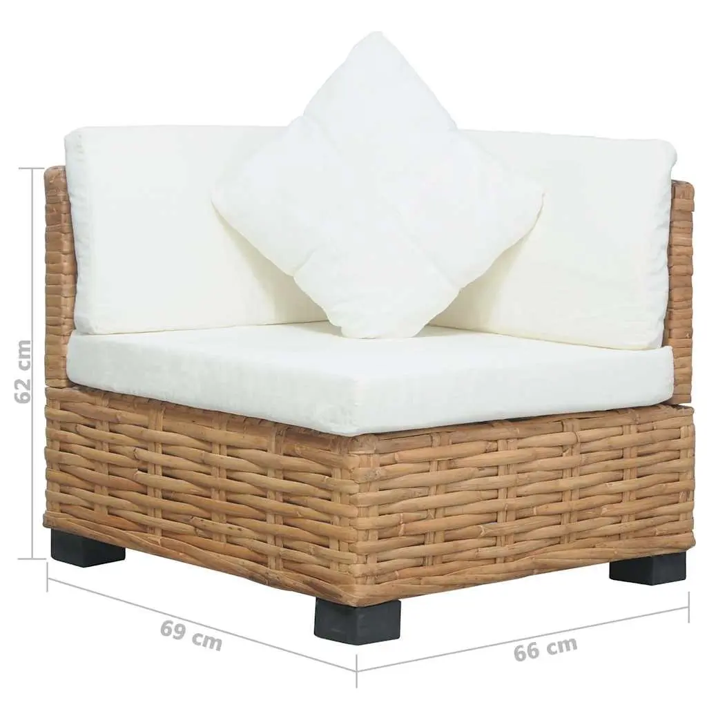 Outdoor Corner Sofa Natural Rattan Brown with Cushions