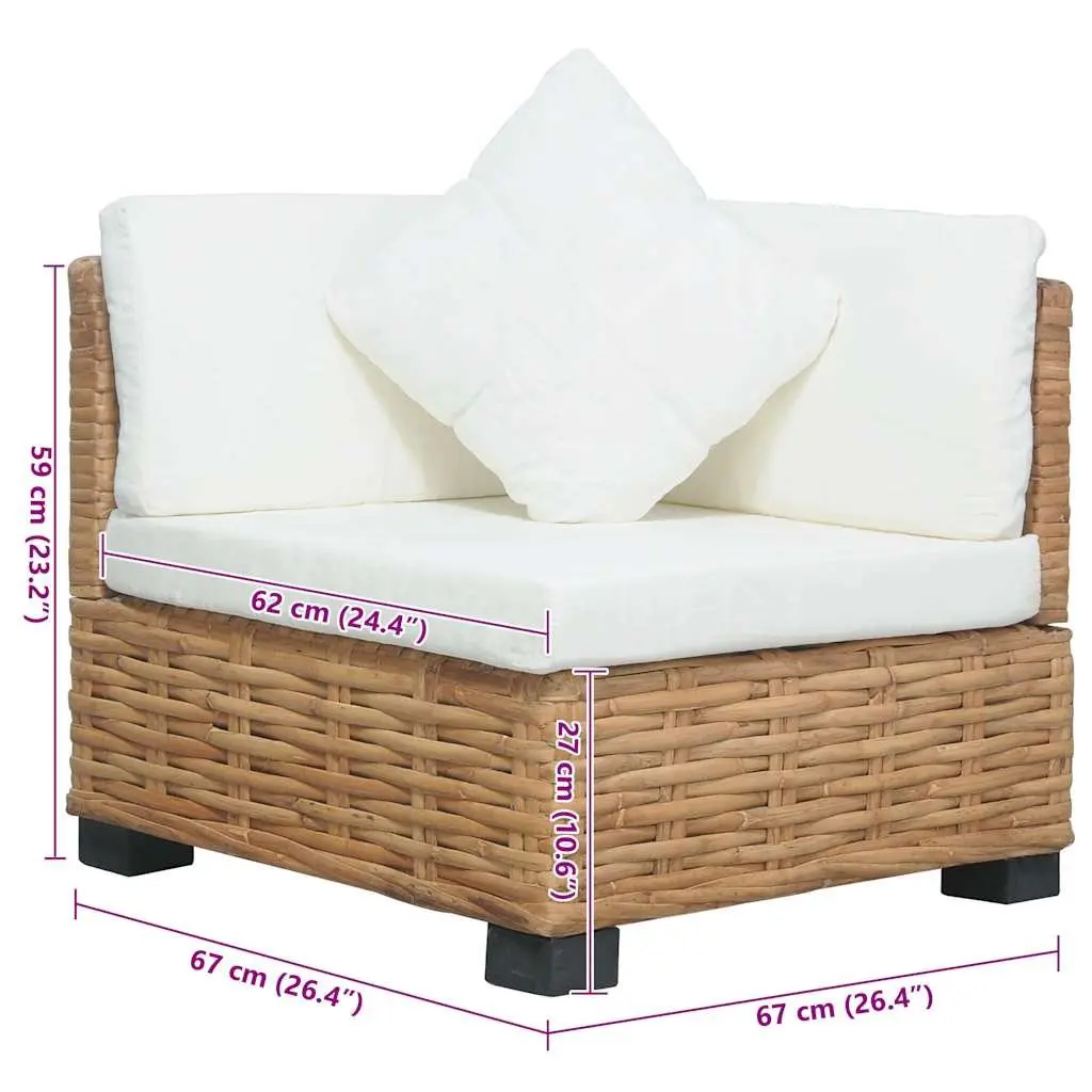 Outdoor Corner Sofa Natural Rattan Brown with Cushions
