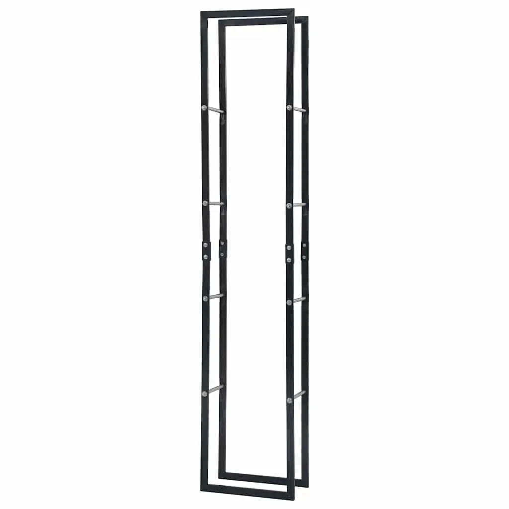 Firewood Rack Steel Log Storage Black Rectangular Holder