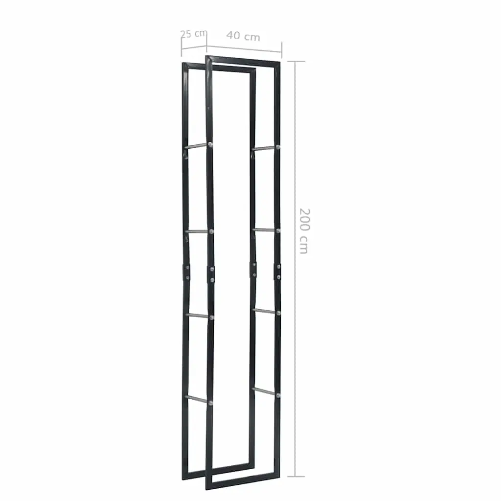 Firewood Rack Steel Log Storage Black Rectangular Holder