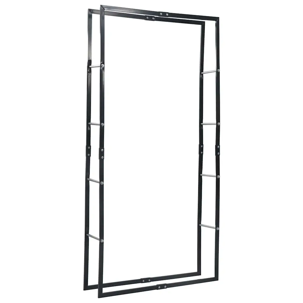 Firewood Rack Heavy-Duty Steel Tall Rectangular Black Log Holder