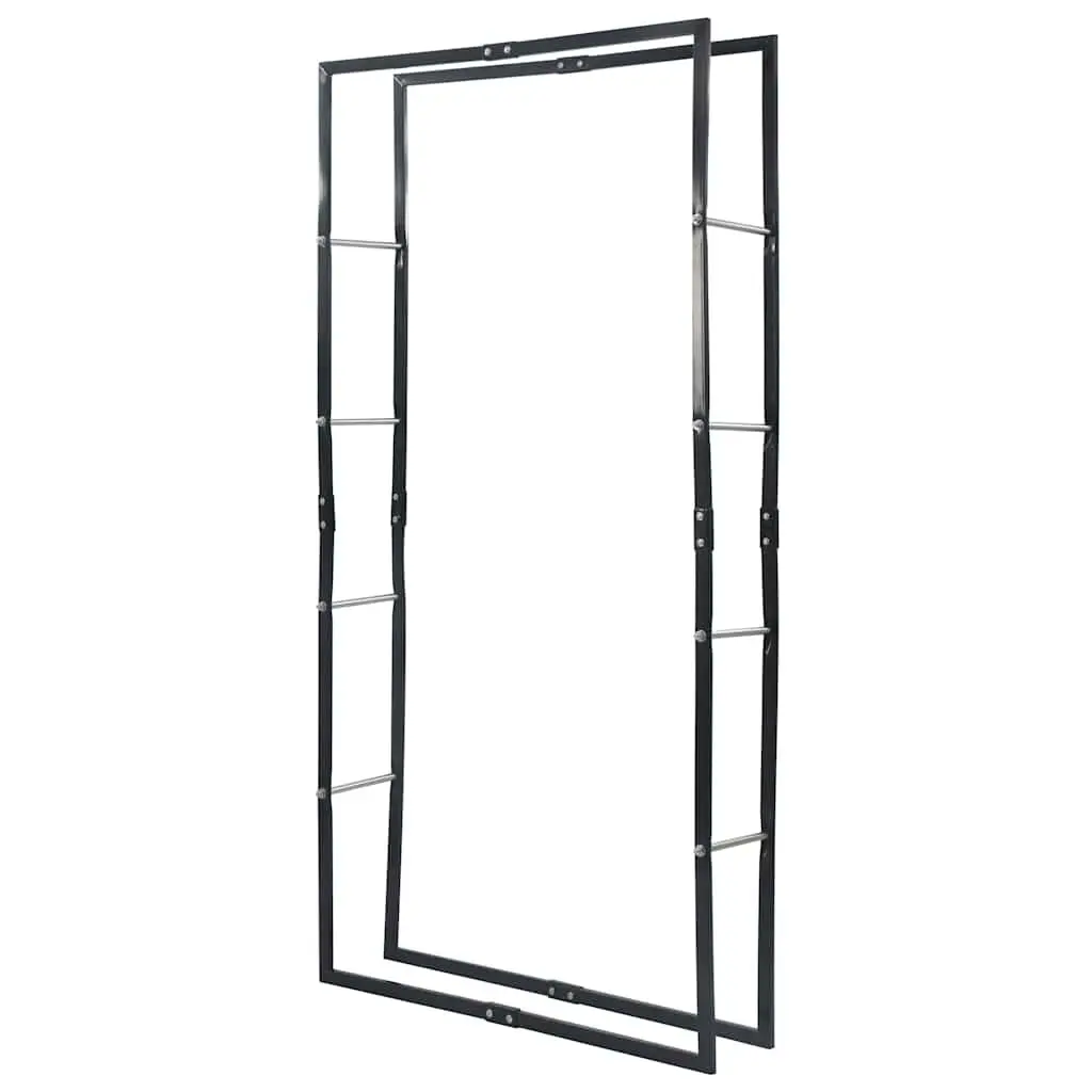 Firewood Rack Heavy-Duty Steel Tall Rectangular Black Log Holder