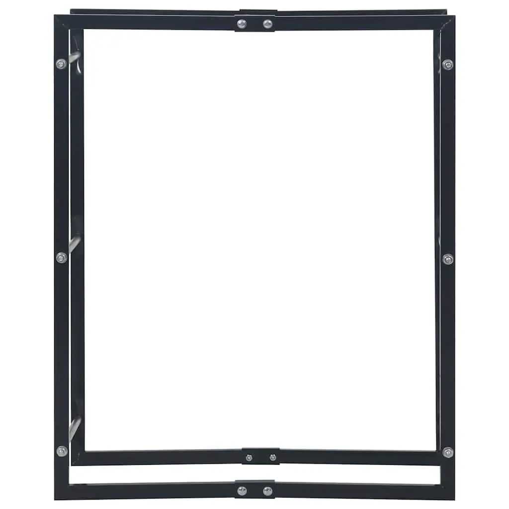 Firewood Rack Heavy-Duty Steel Rectangular Tall Log Holder Black