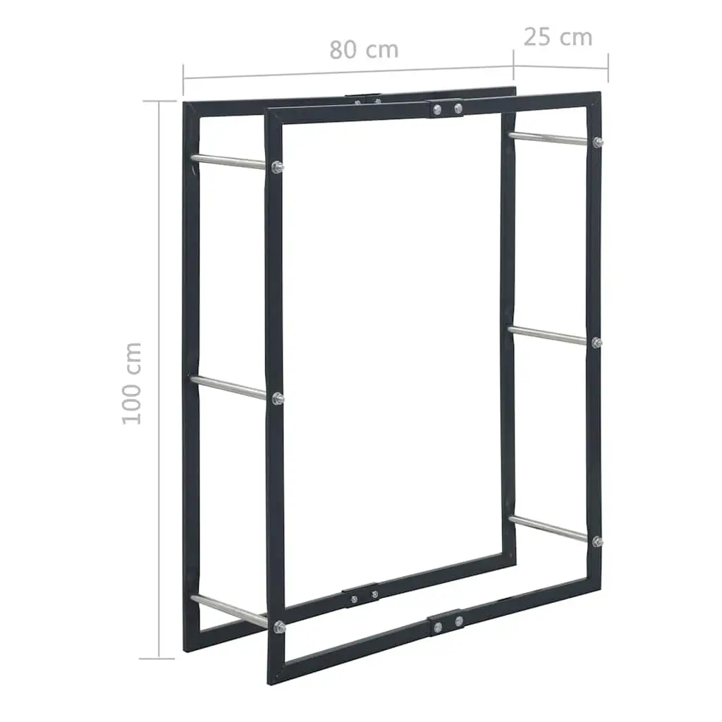 Firewood Rack Heavy-Duty Steel Rectangular Tall Log Holder Black