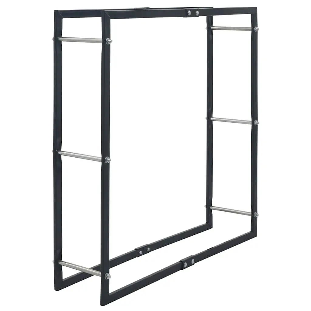 Firewood Rack Heavy-Duty Steel Black 100 x 25 x 100 cm