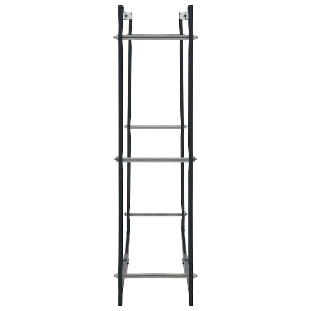 Firewood Rack Heavy-Duty Steel Black 100 x 25 x 100 cm