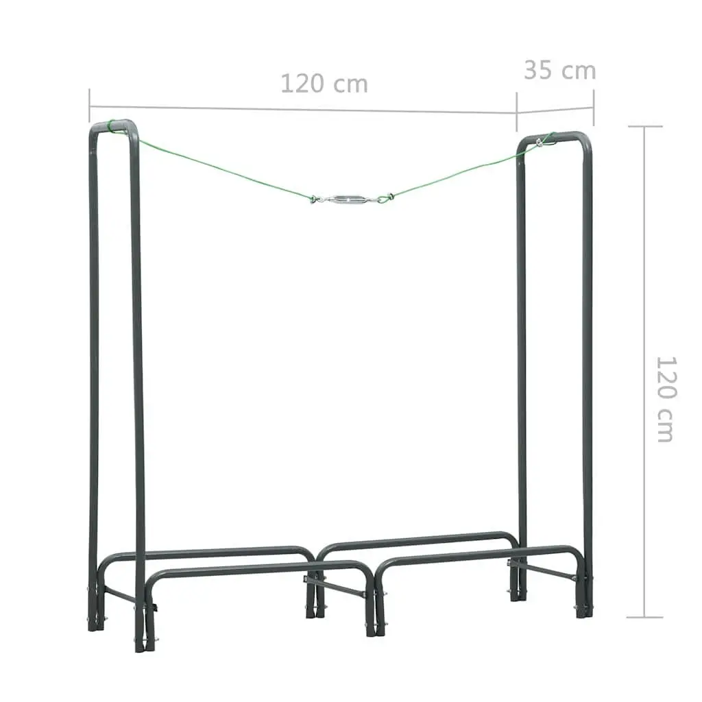 Firewood Rack Heavy Duty Steel Tall Log Holder Grey