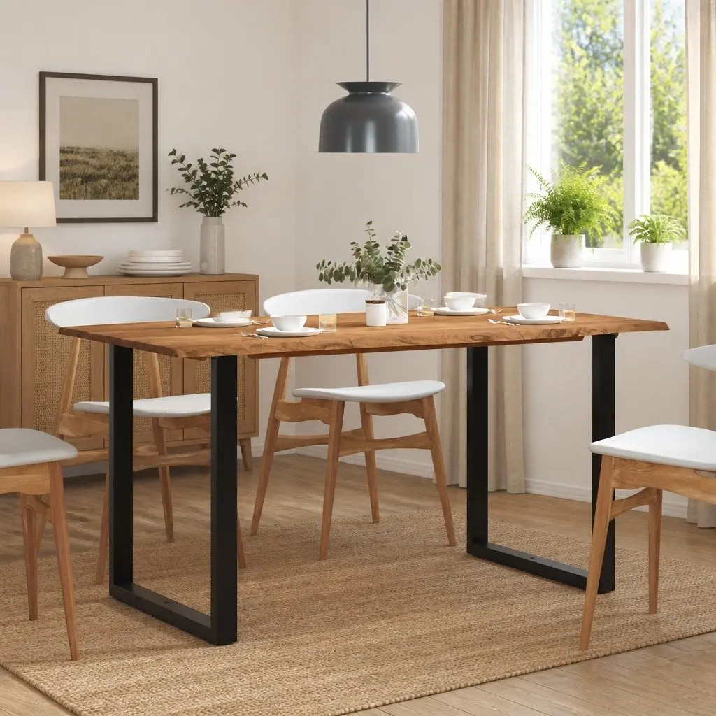 Dining Table Industrial Rustic Style 154x80x76 cm Solid Wood