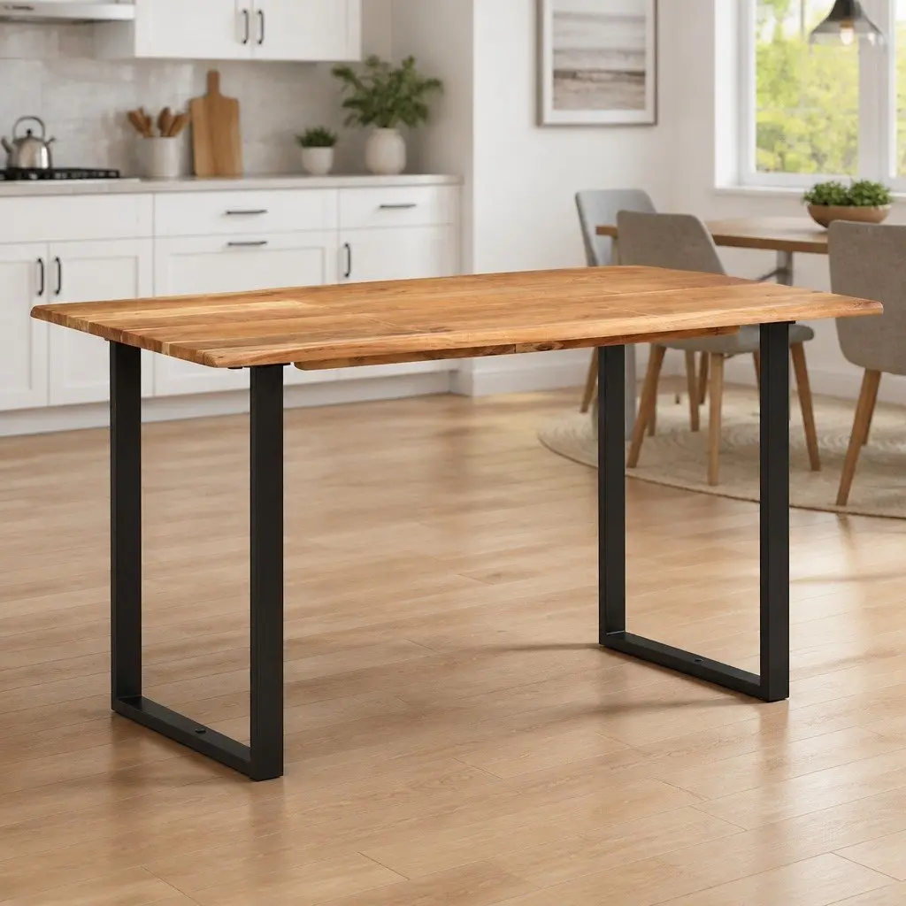Dining Table Industrial Rustic Brown Solid Acacia Wood 140x70x76 cm