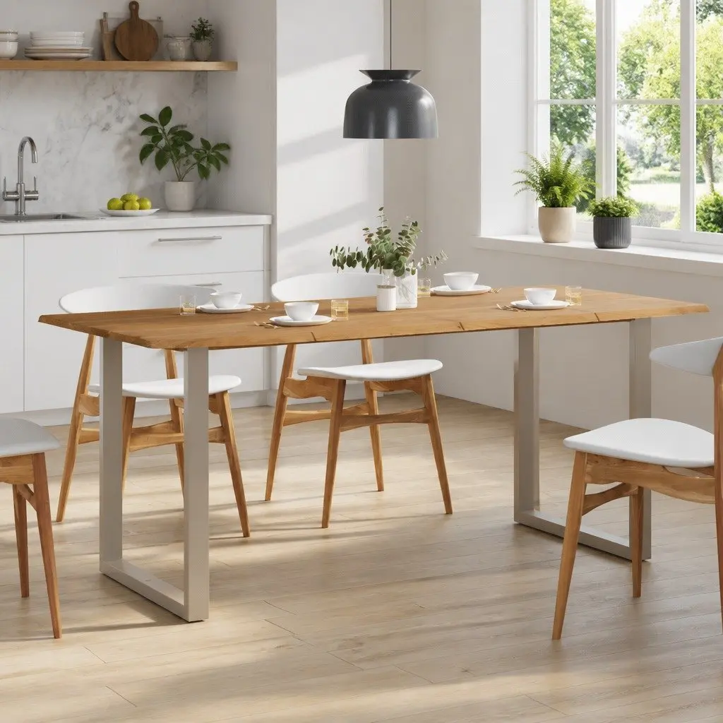 Dining Table 180x90x76cm Brown Solid Wood Kitchen Dining Room Furniture