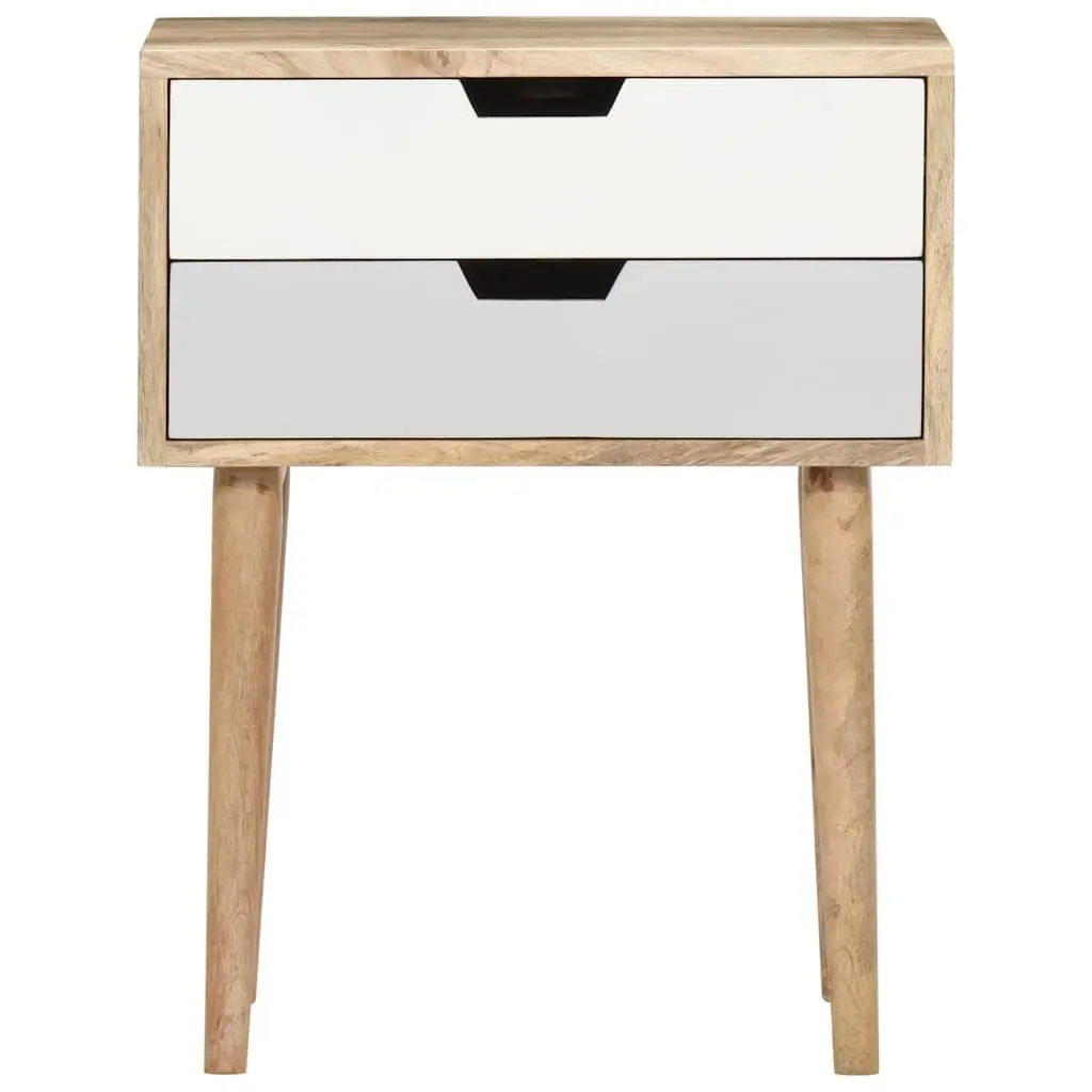 Bedside Cabinet Handmade Solid Mango Wood Nightstand 47x35x59cm with 2 Drawers