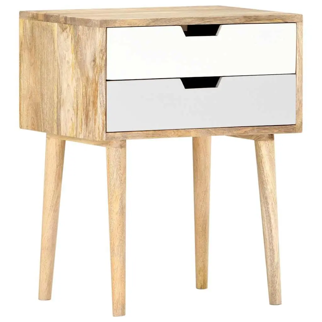 Bedside Cabinet Handmade Solid Mango Wood Nightstand 47x35x59cm with 2 Drawers
