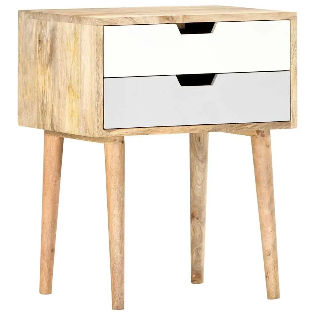 Bedside Cabinet Handmade Solid Mango Wood Nightstand 47x35x59cm with 2 Drawers
