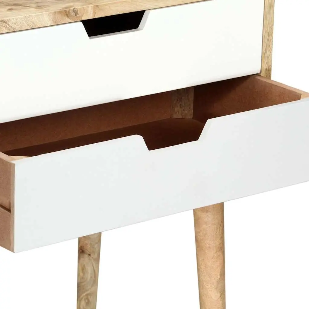 Bedside Cabinet Handmade Solid Mango Wood Nightstand 47x35x59cm with 2 Drawers