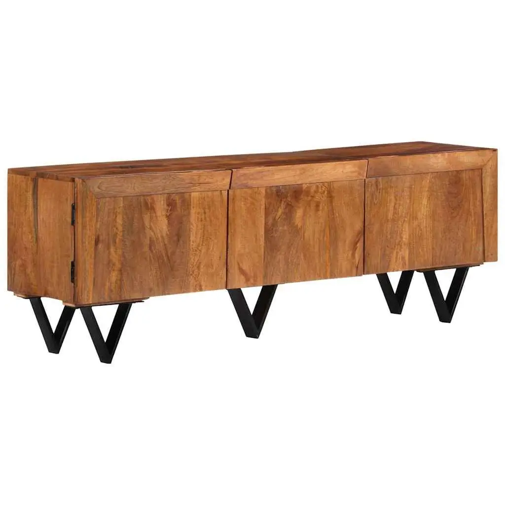 TV Cabinet Solid Mango Wood Rustic 140x30x46 cm Brown Living Room Furniture Storage