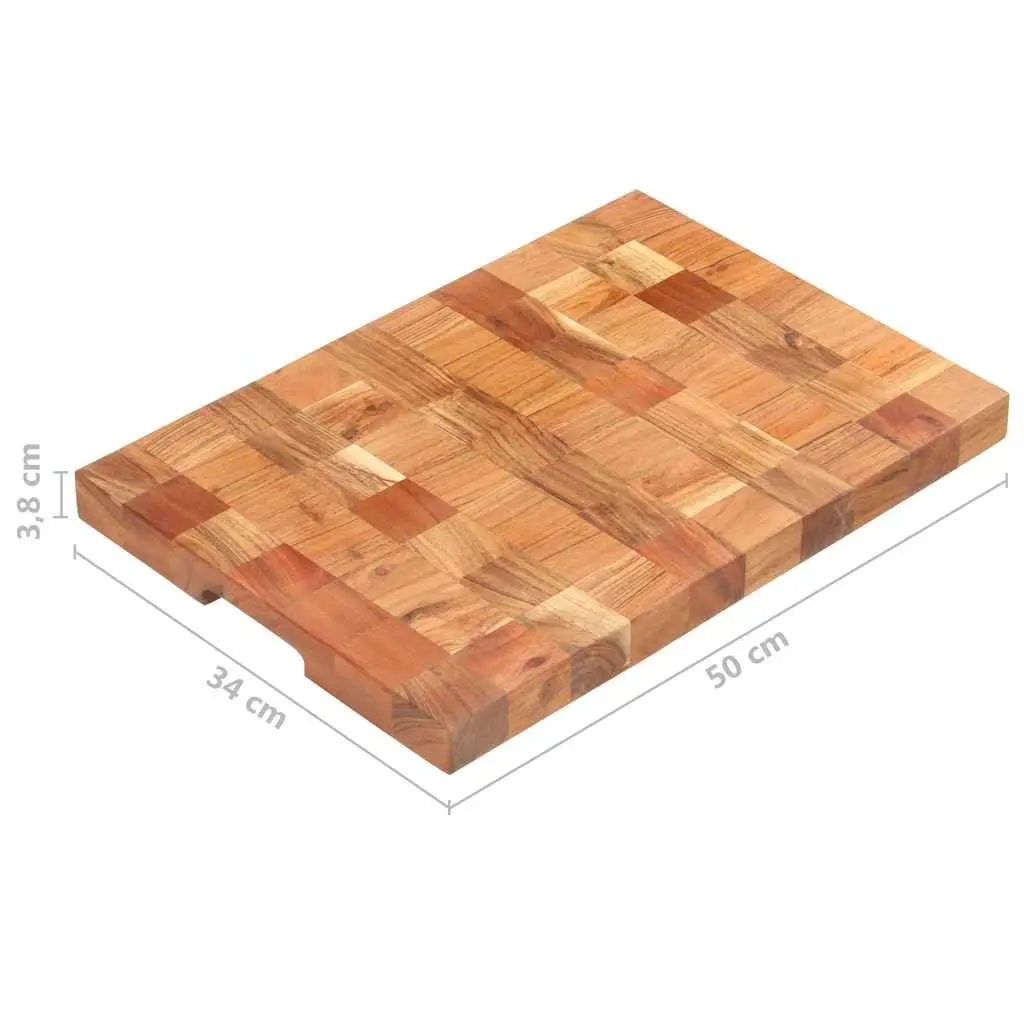 Cutting Board Solid Acacia Wood 50x34x3.8 cm Durable Kitchen Prep Surface