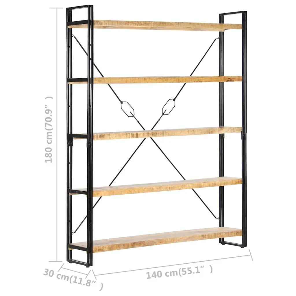 5-Tier Bookcase in Solid Mango Wood