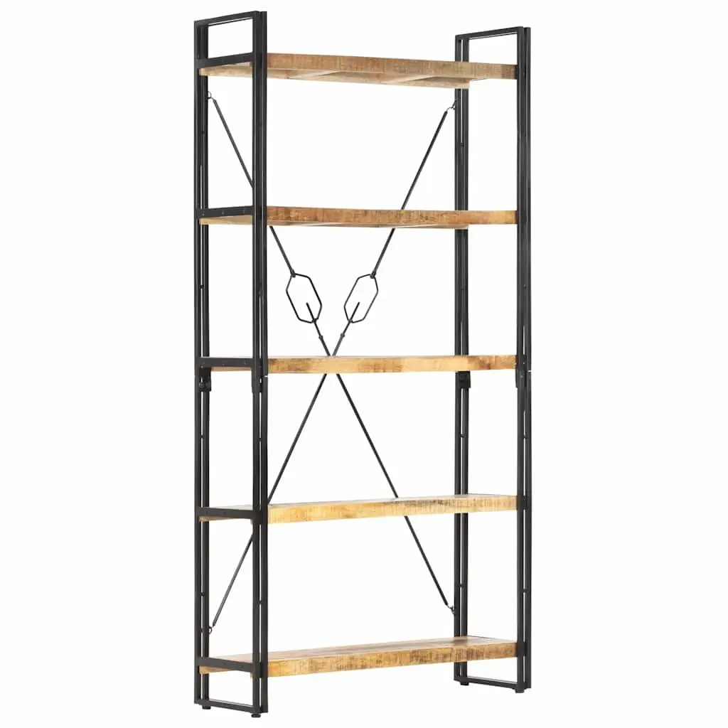 5-Tier Bookcase Solid Mango Wood 90x30x180 cm Shelving Unit Storage Display