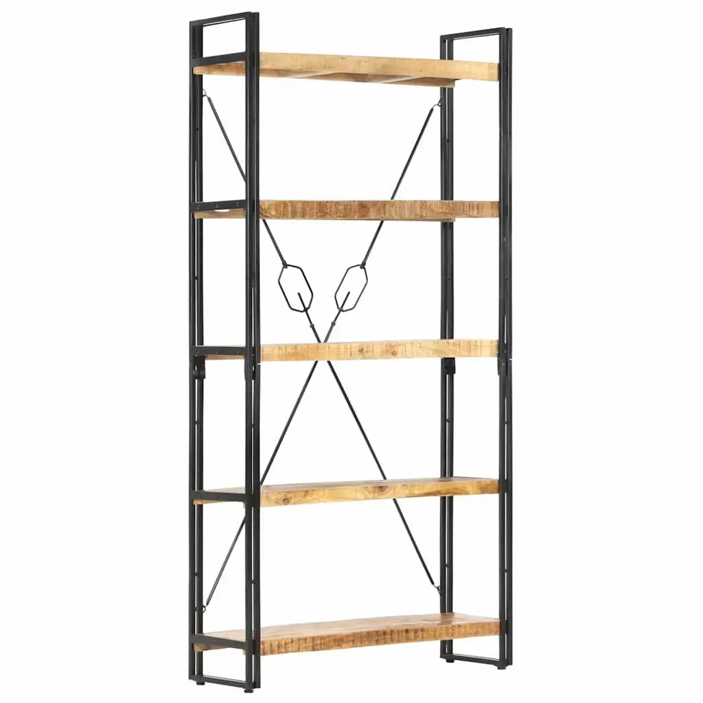 5-Tier Bookcase Solid Mango Wood 90x30x180 cm Shelving Unit Storage Display